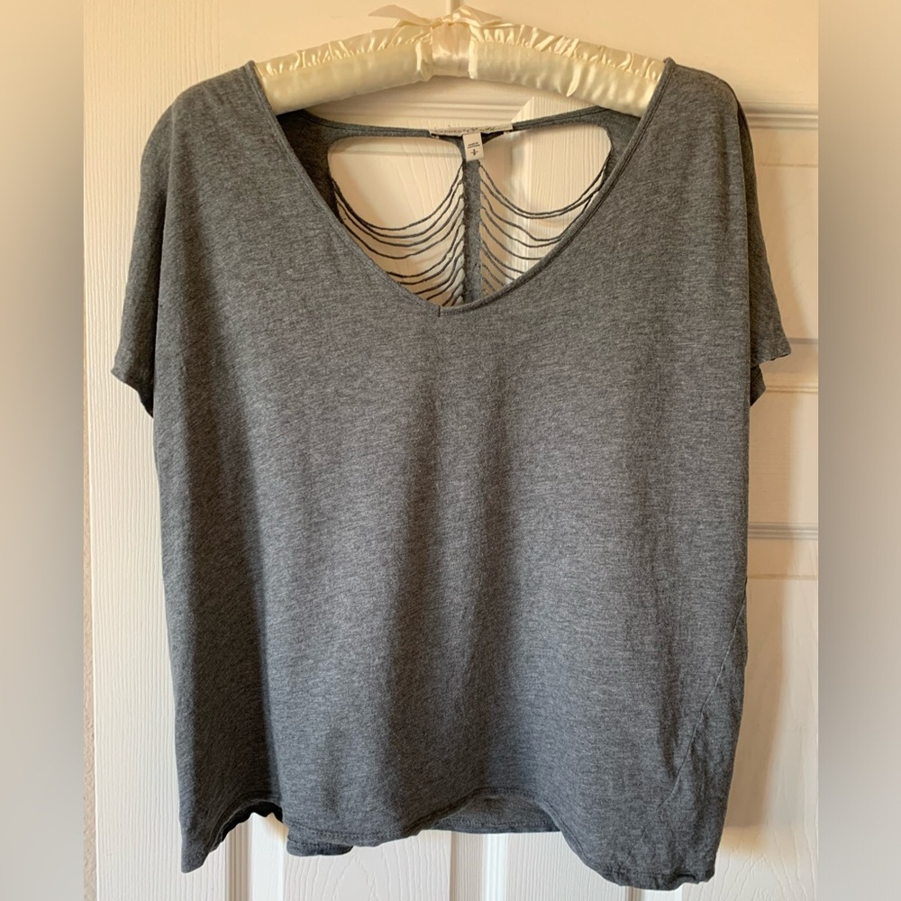 Express One Eleven gray scoop neck top with cutout back